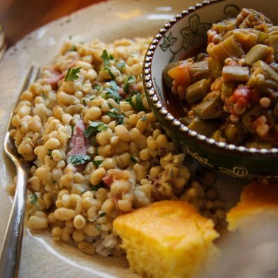 Lil' Auntie's Lady Cream Peas with Smothered Okra and Cornbread