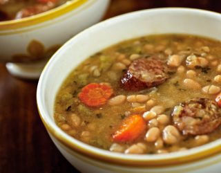 Chartres Cajun White Bean and Sausage Soup in a bowl