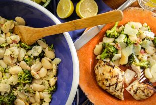 a plate of spring sides with white beans