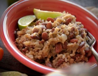 a plate of caribbean rice and beans