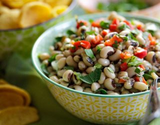 a bowl of black eye pea salad