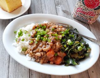 a plate of meatless blackeye peas and rice