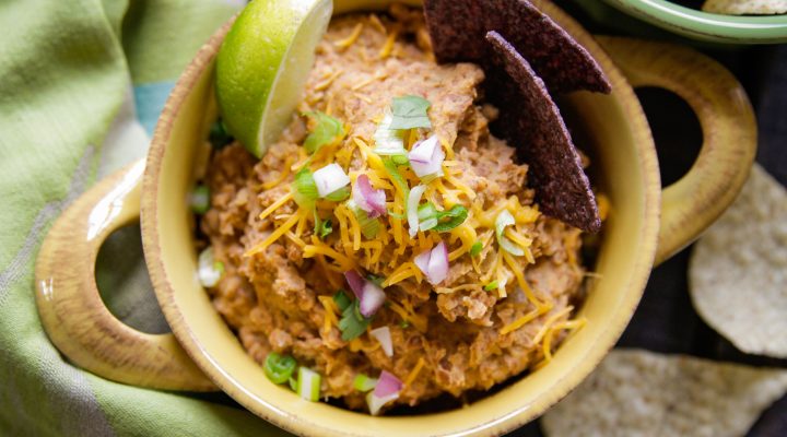 a bowl of instant pot refreid beans