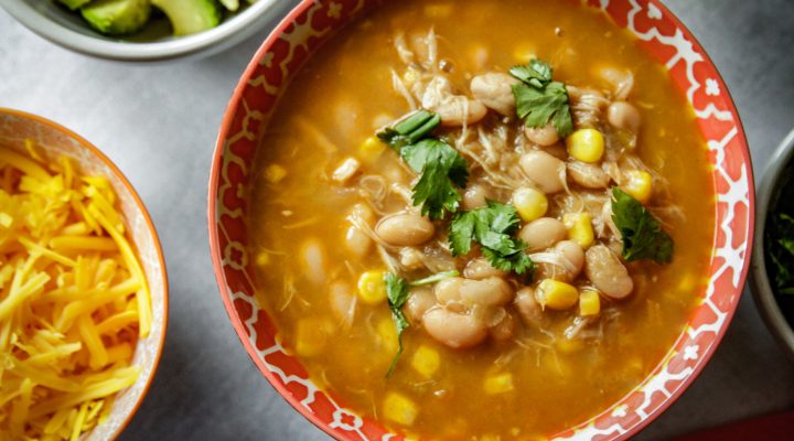 a bowl of Instant pot chili soup