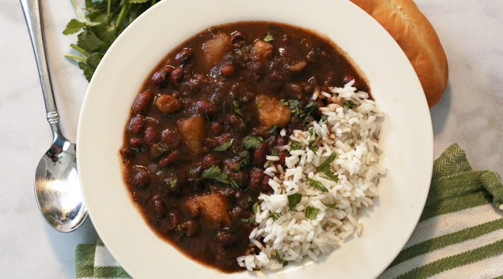 small red beans and rice in a plate