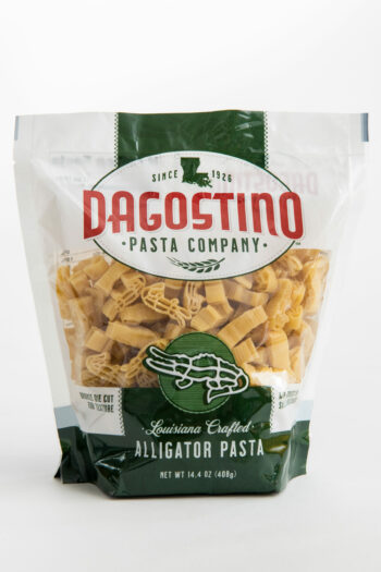 a bag of dagostino gator shaped pasta