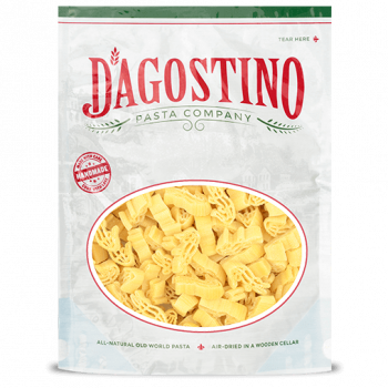 a bag of dagostino gator shaped pasta