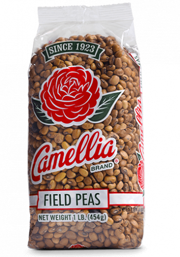 the front of a package of camellia brand field peas