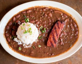 a plate of napolean house red beans and rice