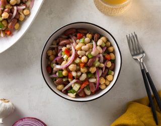 a bowl of kid friendly three bean salad