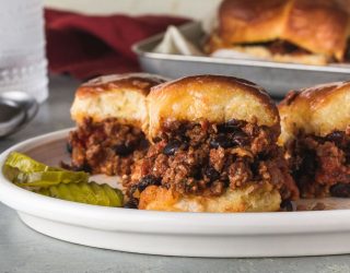 3 kid friendly beef and bean sloopy joes on a plate